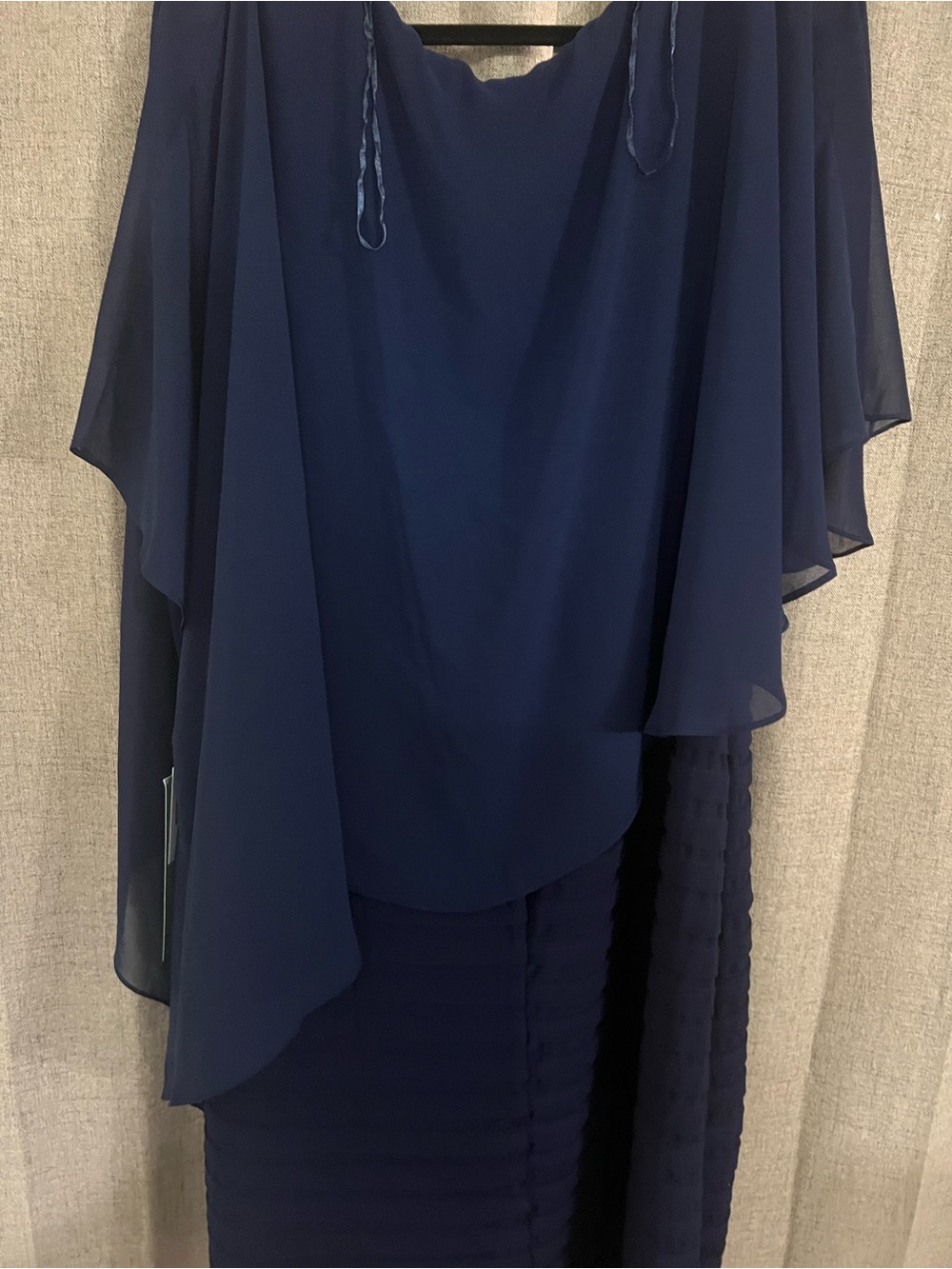 Scarlett Navy Blue Layered Evening Dress - Picture 2 of 3